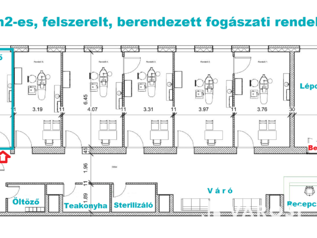 Kiadó 29 m2-es felszerelt, berendezett fogászati rendelő