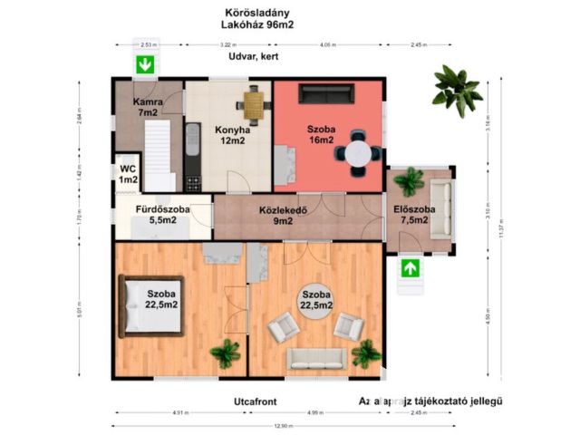 Költözhető állapotú, gondozott kertes ház, központi helyen