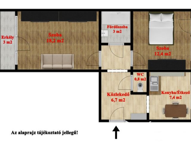 I. emeleti 2 szobás panel lakás garázzsal