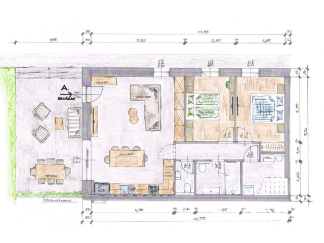 Vízparti lakás, 3 lakásos társasházban, kertkapcsolattal